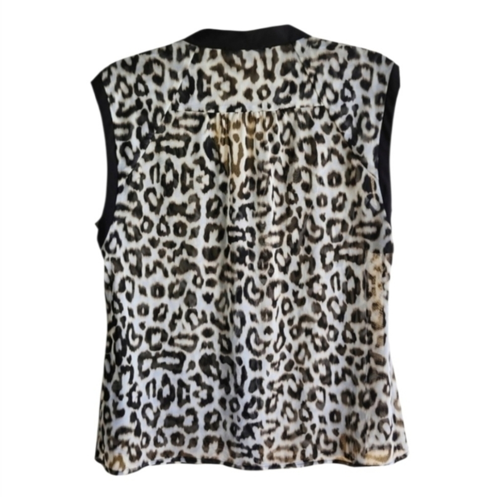 Calvin Klein Black and Brown Mandarin Collar Blouse.     Size L. - Picture 5 of 7